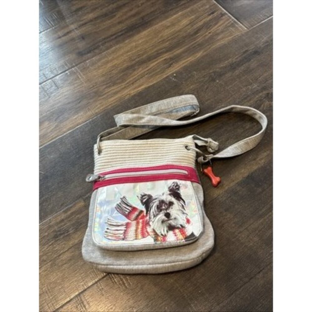 Fuzzy Nation Gray Dog Terrier Purse Furry crossbody Shoulder Strap Fuzzynation